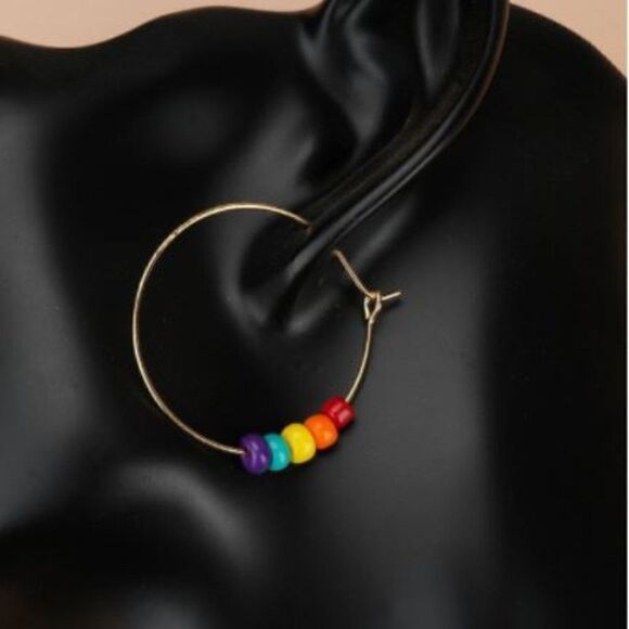 5/$25 Gay Pride LGBTQI Hoop Beaded Earrings - Picture 2 of 7
